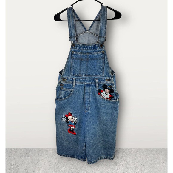 Disney Pants - Vintage 90's Y2K Disney Mickey Inc. Denim Bib Overall Shorts Minnie Mouse Large